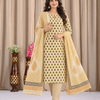 Mustard & Beige Floral Booti Cotton Unstitched Suit Set