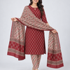 Deep Maroon Floral Booti & Ikat Geometric Cotton Unstitched Suit Set