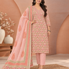 Blush Pink Floral Jaal & Foliage Cotton Unstitched Suit Set