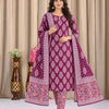 Plum Violet Floral Paisley & Leafy Jaal Cotton Unstitched Suit Set