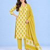 Mustard Yellow Floral Sunflower Cotton Unstitched Suit Set