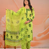 Lime Green & Dark Green Tree Booti Hand-Block Printed Stitched Cotton Suit Set with Kota Doria Dupatta